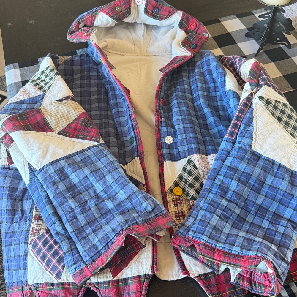 Women’s handmade patchwork granny blanket cardigan hoodie - Picture 2 of 9